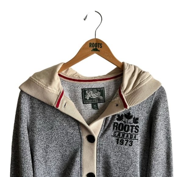 Roots Hoodie Size Small Gray Red Ivory Canada 1973 - Picture 2 of 9